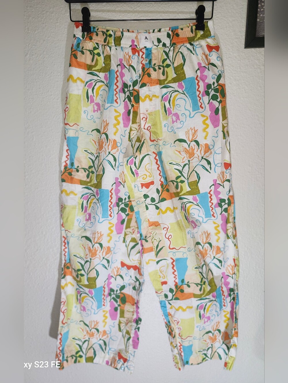 Anthropologie Wren Boxer Pants White Multi Floral Print Size S